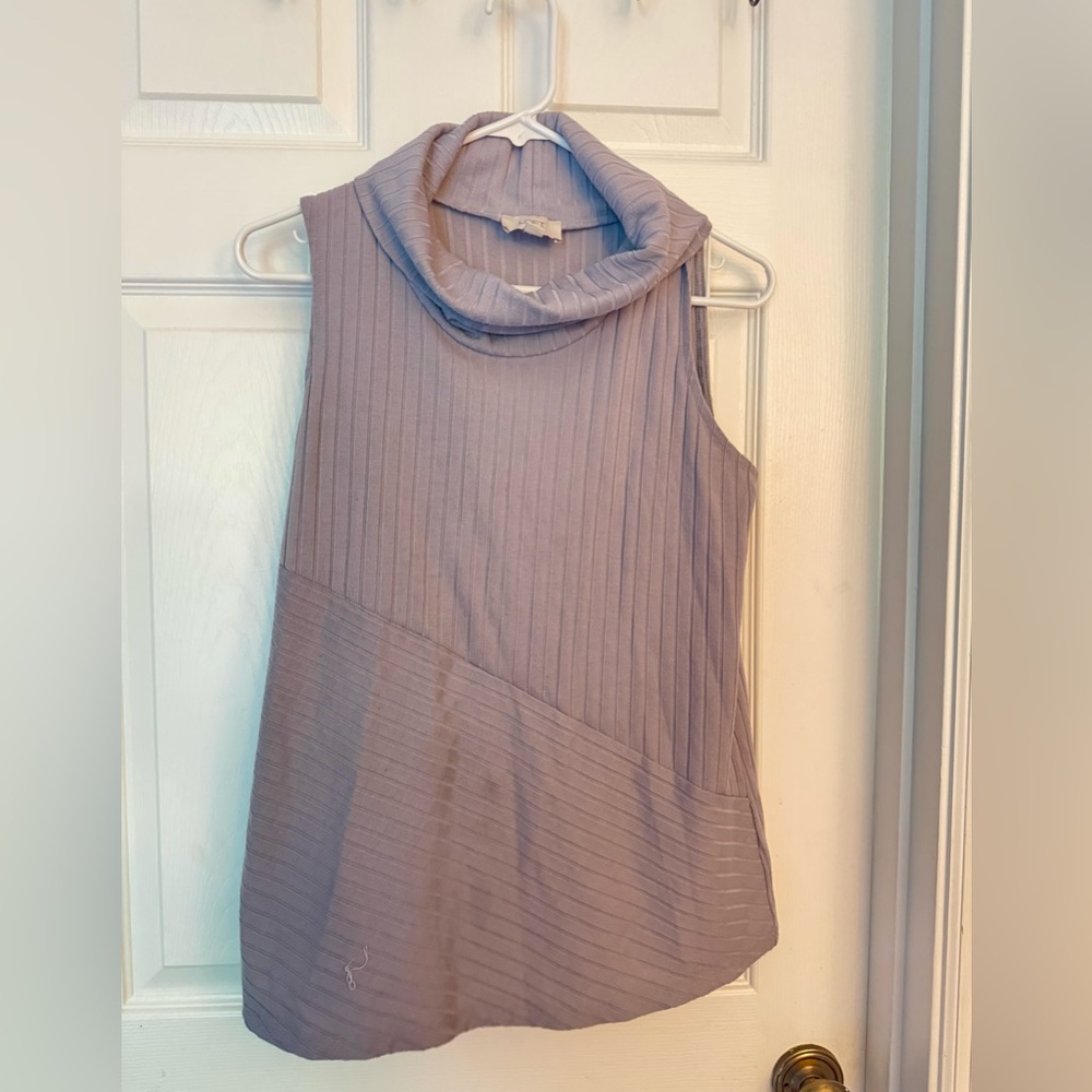 LOFT Gray Asymmetrical Ribbed Tank Top - Picture 2 of 3